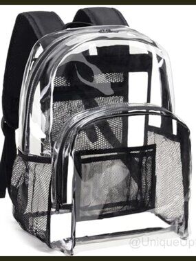 Clear PVC Heavy Duty Backpack See Through Bookbag Large 16x12x7